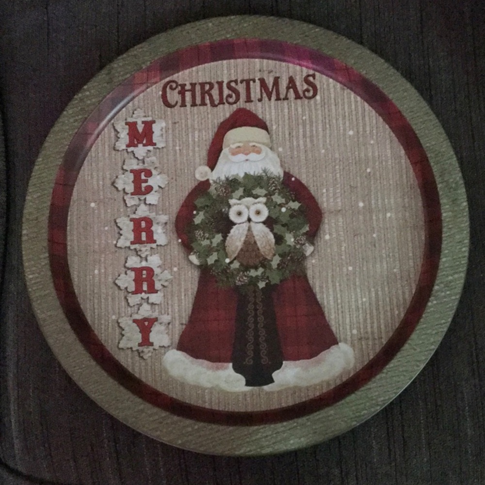 Merry Christmas Santa Plate - Red and Green